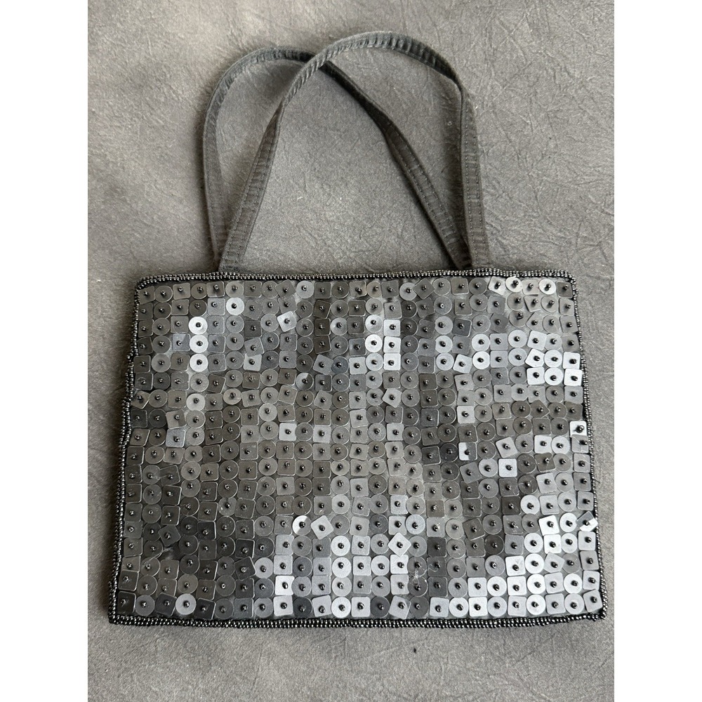 Kenneth Cole Reaction Black Sequin Beaded Evening Bag Cocktail Clutch Y2K Mini